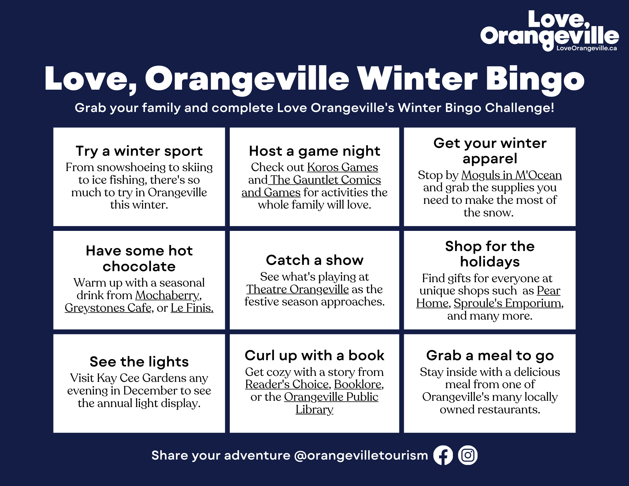 Image of a winter themed bingo card